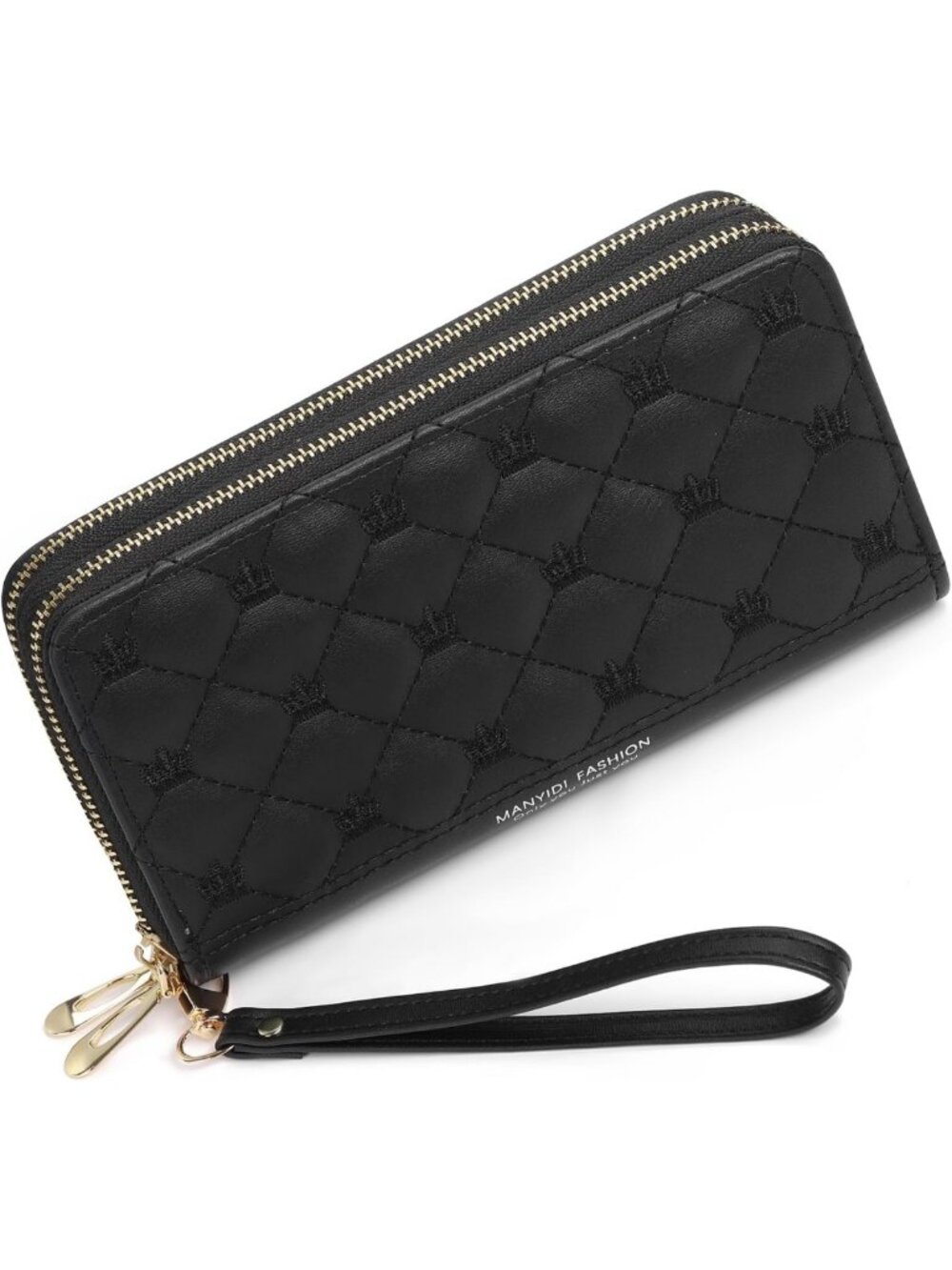 Stylish Genuine Leather RFID Blocking Wallet for Women, Double Zipper Wristlet